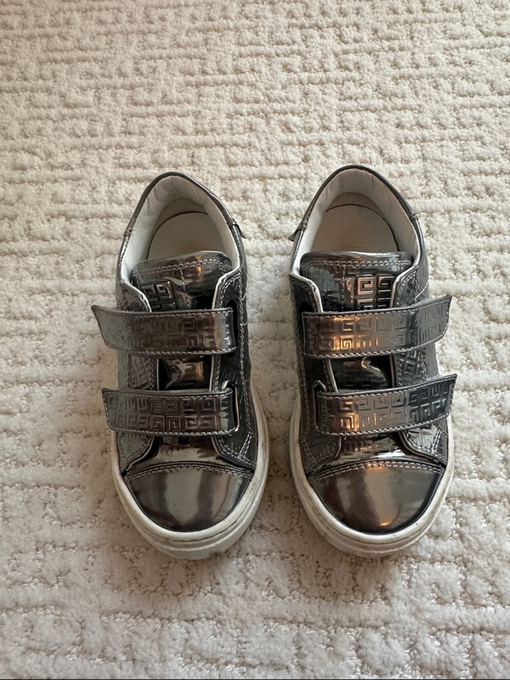 Givenchy Metallic Silver Kids Velcro Sneakers